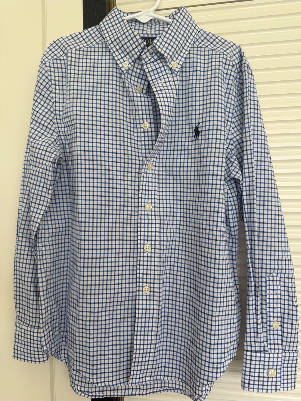 Polo by Ralph Lauren Boys White and Blue Checked Button-Down Shirt